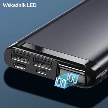 USAMS Powerbank PB55 10000mAh 2xUSB LED displej šedý/šedý 10KCD14801 (US-CD148) hliník