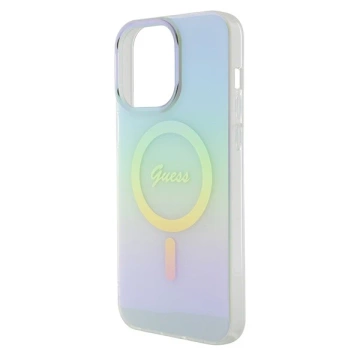 Etui Guess GUHMP15XHITSQ pre iPhone 15 Pro Max turkusovo/tyrkysové pevné puzdro IML Iridescent MagSafe