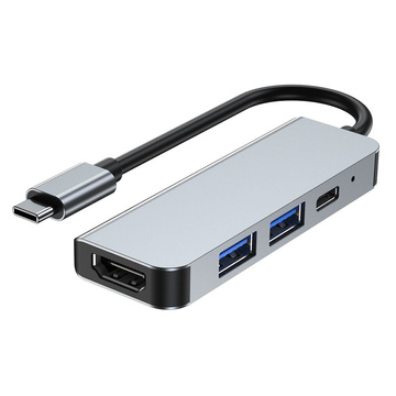 Hub Adapter 2x USB-A HDMI USB-C V2-HUB 4w1 USB-C Grau