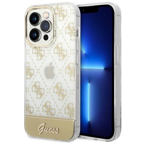 Etui Guess GUHCP14LHG4MHG für Apple iPhone 14 Pro 6,1" złoty/gold Hardcase 4G Pattern Script
