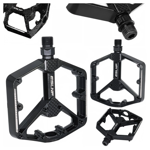 MTB aluminum platform bicycle pedals, set of 2, Aluminum Black