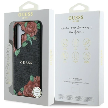 Etui Guess 4G Flowers Print MagSafe do Samsung Galaxy S25 Czarny