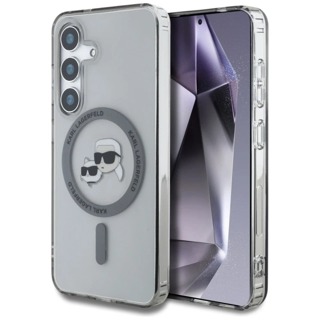 Etui Karl Lagerfeld Button Karl & Choupette MagSafe do Samsung Galaxy S25 Czarny