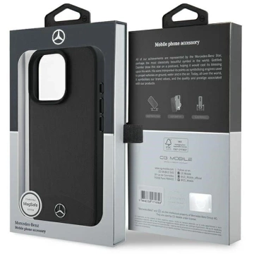 Etui Mercedes до iPhone 16 Pro Max 6.9" Czarne MagSafe Hardcase Textured And Plain Leather