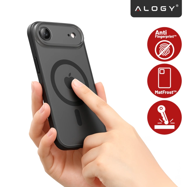 Etui do Apple iPhone 17 Air – matowa obudowa do MagSafe z ochroną obiektywu, smukłe i odporne na zarysowania, idealne dopasowanie – Alogy Skinny MatteCase™ Czarne + 2x szkło hartowane