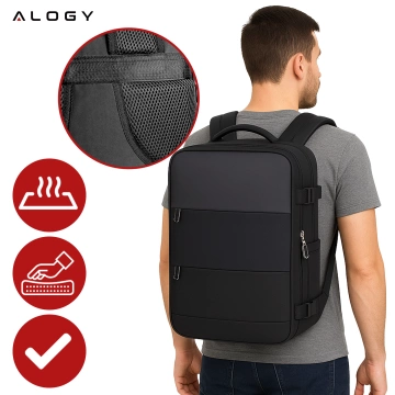Pánsky dámsky cestovný ruksak na notebook na kufor Batožina do lietadla Práca do školy 45x30x20cm Alogy Unisex Čierna
