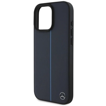 Pevné puzdro Mercedes iPhone 16 Pro Max 6,9" MB Blue Line Leather MagSafe Granatowy