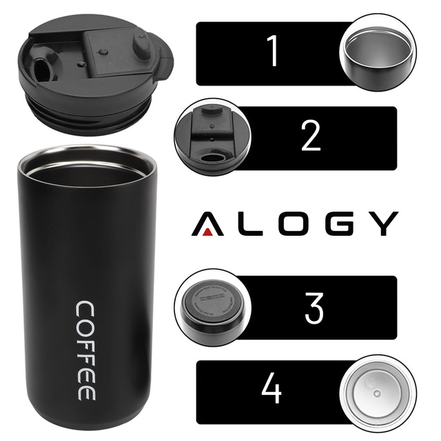 Термос термокружка пляшка для води 400мл для кави чаю йерба мате Alogy Steel Black