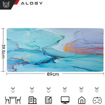 Stolní podložka pod myš klávesnice Protiskluzová herní ochranná podložka XXL 90x40 Alogy Marble Green