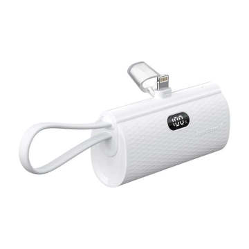 Зовнішній акумулятор FORCELL F-ENERGY Power Plug F5K3 з вбудованим роз'ємом Lightning PD 20 Вт 5000 мАг Білий