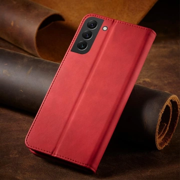 Magnet Fancy Case Cover pre Samsung Galaxy S22 (S22 Plus) puzdro Peňaženka držiak karty červený