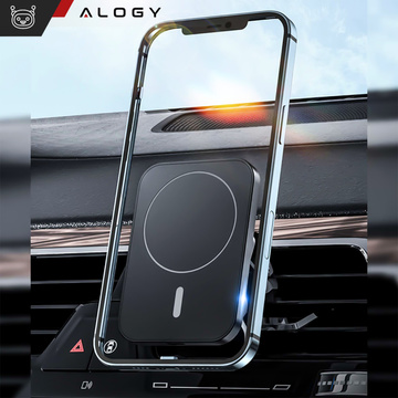 Автомобільний тримач із зарядним пристроєм Qi для MagSafe Alogy на решітці 15W Black