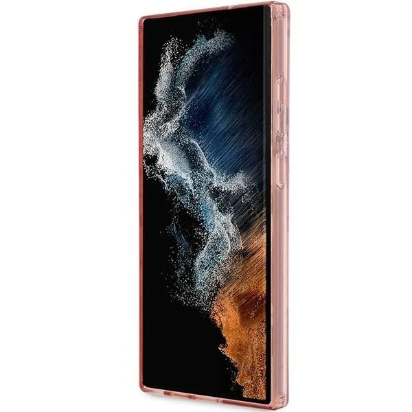 Pouzdro Guess GUHCS23LHCFWSP pro Samsung Galaxy S23 Ultra S918 růžové/růžové pevné pouzdro Flower Collection