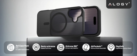 Чохол для Apple iPhone 16 Pro Max Alogy MagSafe Hybrid Matte Case Matte Cover with Lens Protection Black