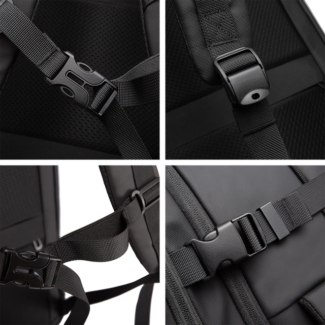 Bange wasserdichter Rucksack für 15,6-Zoll-Laptop, Stadtreisender, 45 x 30 x 16 cm, für Arbeit, Flugzeug, Herren, Damen, mit USB-Anschluss Schwarz