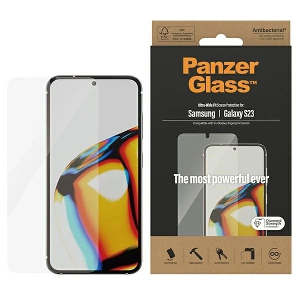 Tempered Glass for Samsung Galaxy S23 PanzerGlass Ultra-Wide Fit with CamSlider