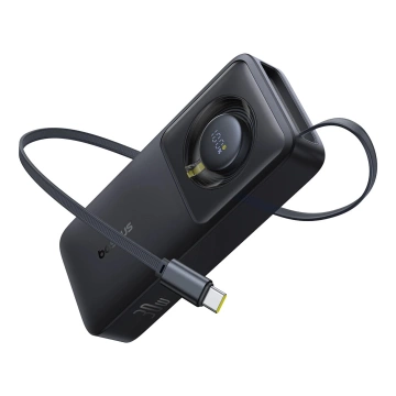 Baseus Free2Pull 10000mAh 30W Powerbank з портом USB-C і висувним кабелем USB-C - чорний