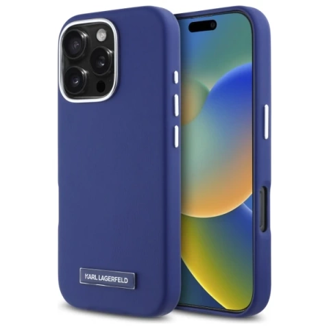 Karl Lagerfeld iPhone 16 Pro Max 6.9" Case Blue MagSafe Hardcase FW Metal Plate