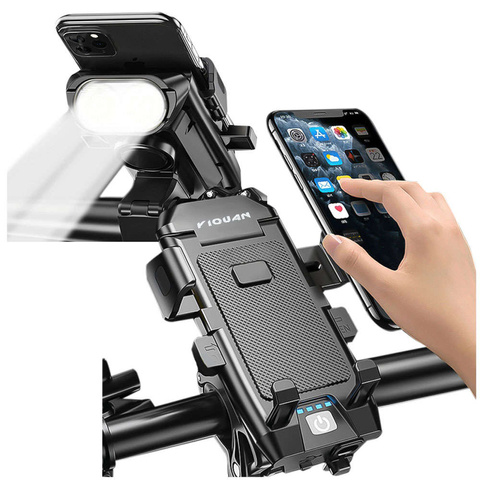 Bicycle Phone Holder 4in1 LED Light T6 Front Bell Bike Horn Powerbank 3000mAh Black