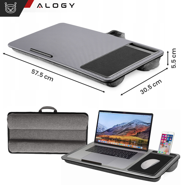 Laptop table stand phone holder mouse pad for bed Alogy portable desk with pillows