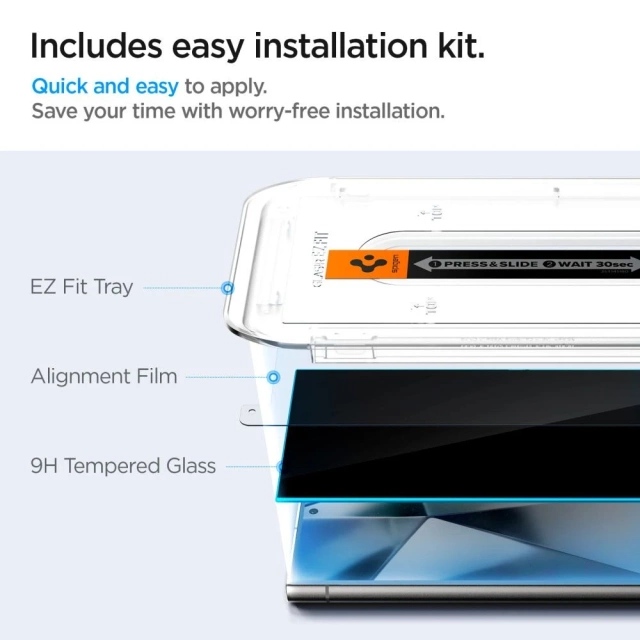 Spigen Glas.tR ”Ez Fit” 2-pack tempered glass for Samsung Galaxy S24 Ultra Privacy