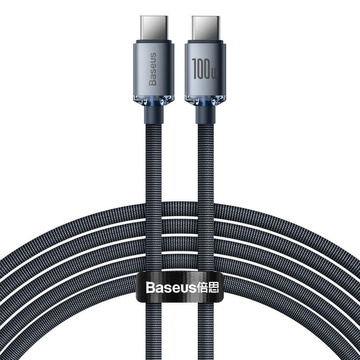 Baseus Crystal Shine Fast Charging Cable USB-C Type C to USB-C Type C PD 100W 3A 2m Black