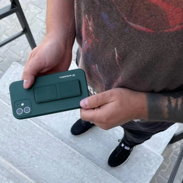 Силіконовий чохол з підставкою Wozinsky Kickstand Case для iPhone 13 mini темно-зелений