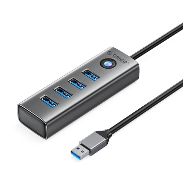 Hub USB 3.0 Orico PDD4U-U3 4x USB-A Plug&Play Aluminiowy Szary