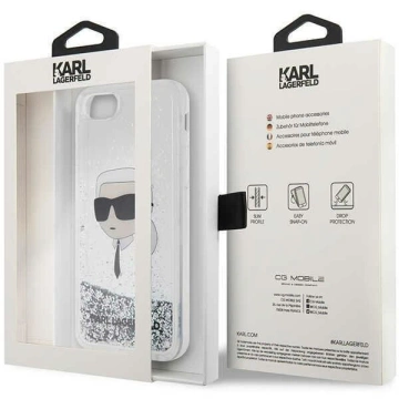 Ochranné pouzdro na telefon Karl Lagerfeld KLHCI8LNKHCH pro Apple iPhone 7/8/ SE 2020/2022 stříbrný/stříbrný pevný obal Glitter Karl Head