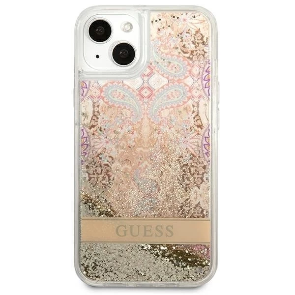 Guess GUHCP13SLFLSD iPhone 13 mini 5,4" Złoty/Gold Hardcase Paisley Liquid Glitter