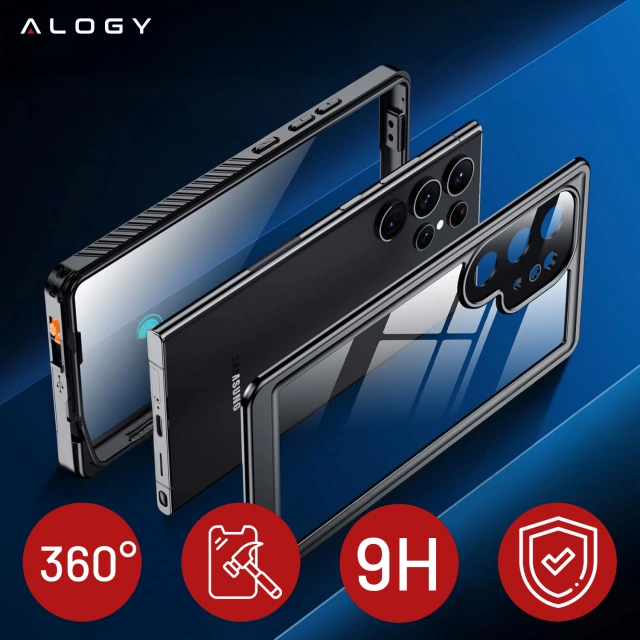 Case for Samsung Galaxy S24 Ultra Armored Waterproof IP68 360 Armor Case for Mag Safe Alogy black