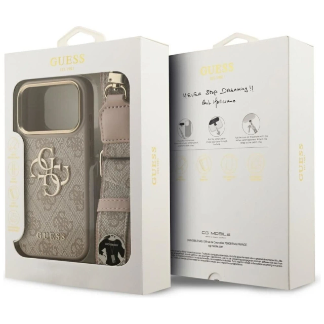 Etui Guess 4G Big Classic Logo Big Strap Metal Buttons do iPhone 17 Pro Różowy