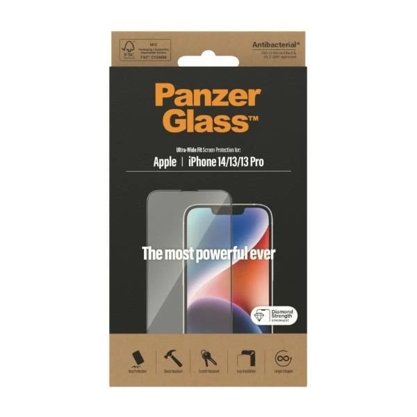 Szkło PanzerGlass Ultra-Wide Fit для iPhone 14 / 13 Pro / 13 6,1" Screen Protection Antibacterial 2771