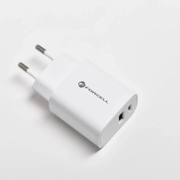 Ładowarka sieciowa FORCELL F-ENERGY Typ C + USB A PD QC4.0 3A 30W Biała