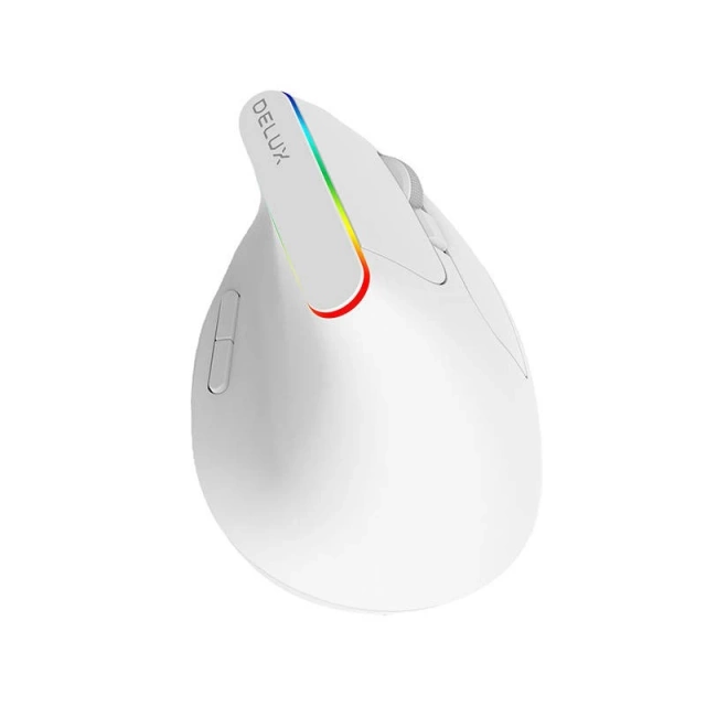 Delux M618C 2.4G 1600DPI RGB Wireless Vertical Mouse (White)
