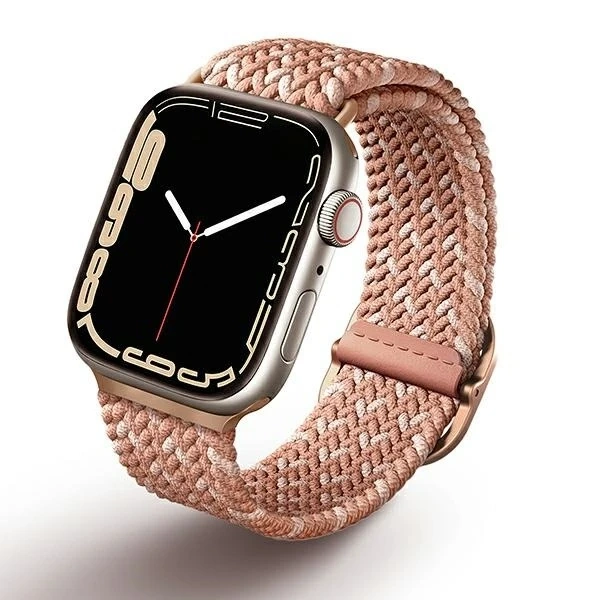 UNIQ Aspen řemínek pro Apple Watch 40/38/41mm Series 4/5/6/7/8/SE/SE2 Splétaný DE růžový/citrusově růžový