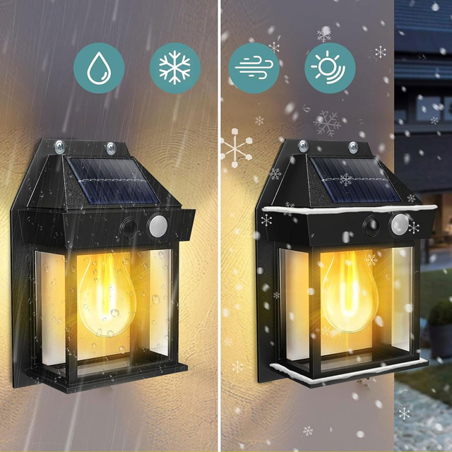 Solar LED lamp facade wall outdoor Bulb motion sensor twilight waterproof IP65 wall lamp retro garden light