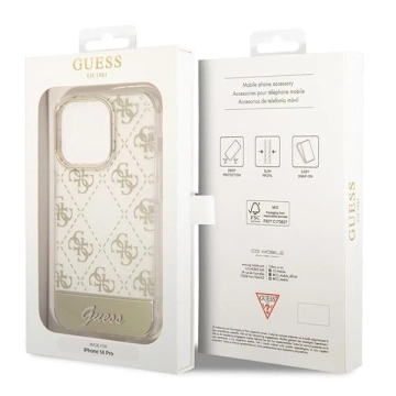 Etui Guess GUHCP14LHG4MHG do Apple iPhone 14 Pro 6,1" zlatý/zlatý pevný obal 4G Pattern Script