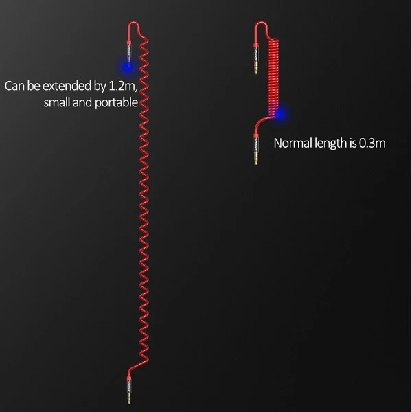 USAMS Adaptér Spring audio jack 3,5 mm -3,5 mm 1,2 m černý/červený SJ256YP02 (US-SJ256)