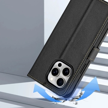 iPhone 15 Pro Max Dux Ducis Lawa Wallet Mag Leather Case Black