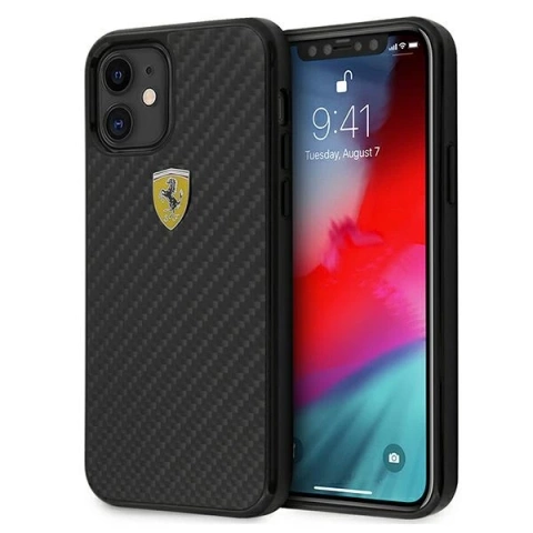 Ferrari iPhone 12 mini 5.4" case black/black hardcase On Track Real Carbon