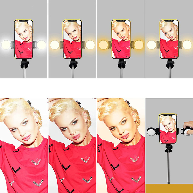Držiak telefónu na selfie tyč Statív Ring LED Statív s diaľkovým ovládaním Bluetooth čierny