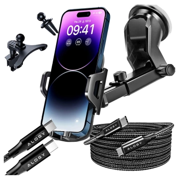 Držák na telefon do auta 3v1 Alogy pro okenní okno pro mřížku palubní desky Cockpit Black