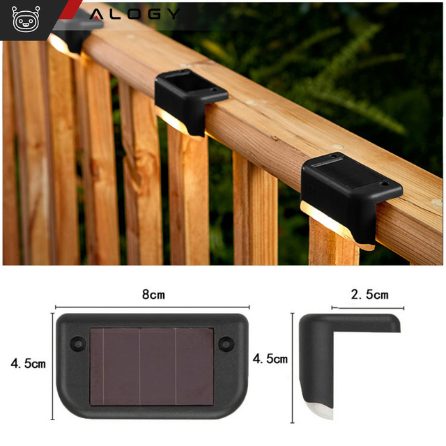 LED solar garden lamp for terrace, balcony, stairs, balustrade with dusk sensor, AAA battery, black