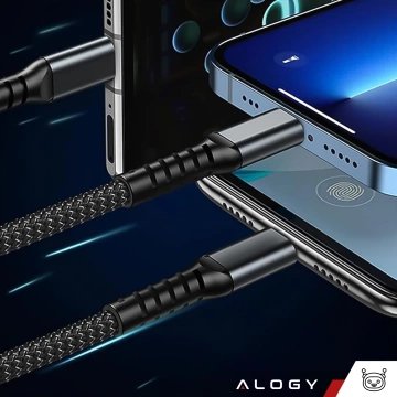 120cm Alogy 3v1 rýchlonabíjací kábel 100W USB na USB-C Micro Lightning čierny