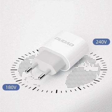 Dudao 20W USB-C nástěnná nabíječka s kabelem - Bílá