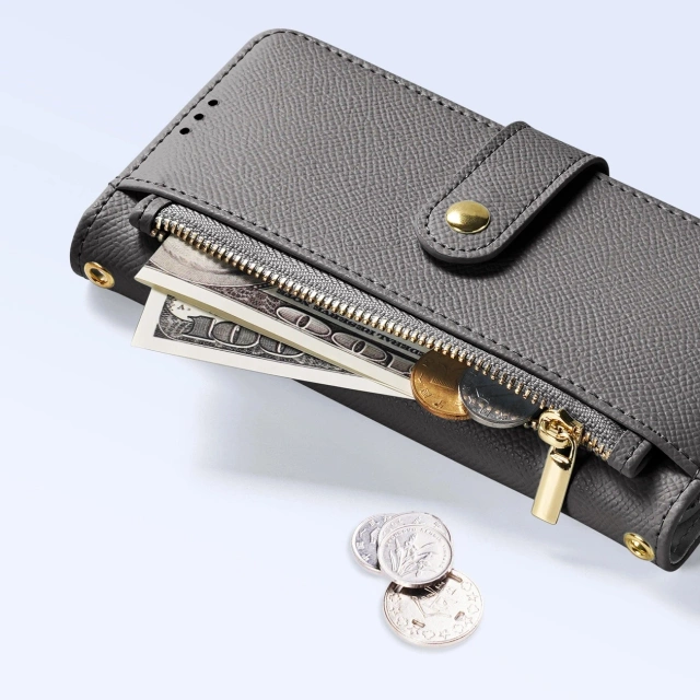 iPhone 16 MagSafe Leather Case Dux Ducis Lawa Wallet – Gray