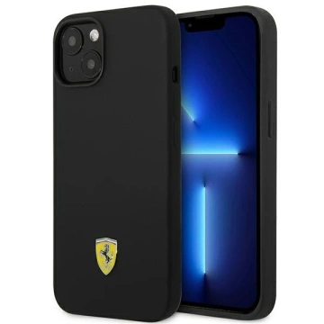 Pouzdro pro Ferrari FEHCP14SSIBK pro Apple iPhone 14 6,1" černý/černý pevný obal Silikonové kovové Logo