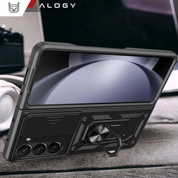 Hülle für iPhone 14 Pro Mag Safe Matt Case Cover matt Alogy Ring gepanzerte Handyhülle Schwarz