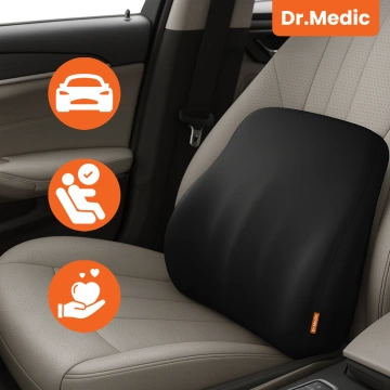 DR.MEDIC LumbarGuard™ Zádový polštář do auta Ergonomický bederní polštář pro autosedačku pro řidiče a spolujezdce
